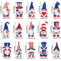 Haooryx 46PCS Patriotic Gnome Wood Hanging Ornaments 4th of July Leprechaun Gnome Elf Wooden Tags Pendants with Rope for American Independence Memorial Day Home Tree Party Decorations