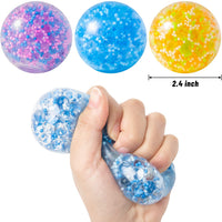 Haooryx 3Pcs Stress Balls for Kids Fidget Toys Colorful Water Bead Filled Sensory Ball Novelty Squeeze Toys for Autism, Anxiety, Ideal Pressure Relief Gifts for Adult Wrist Rehab Therapy Hand Ball