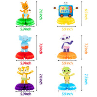HAOORYX 6Pcs Word Party Honeycomb Centerpieces, 3D Table Decorations Honeycomb Balls for Kids Word Party Theme Birthday Party Supplies Double Sided Cake Topper Photo Booth Props Party Favors