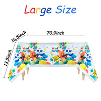 Haooryx 4Pcs Word Party Table Cover Birthday Party Supplies, Disposable Tablecloths Plastic Tablecover for Kids Word Party Themed Birthday Party Baby Shower Decoration Favors, Rectangle 70.9×42.5 inch