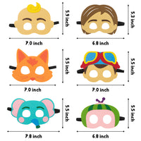 HAOORYX 12Pcs Cocomelon Felt Masks Theme Party Supplies Costumes Parties Dress Up Favors Super Baby JoJo Masks Photo Booth Prop Cosplay Pretend Play Accessories Gift for Kids Boys Girls