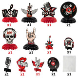Haooryx 12PCS Rock and Roll Music Honeycomb Centerpieces, 3D Born to Rock Table Topper Decorations For Kids Boys Birthday Party Supplies 1950's Music Note Theme Back to 50s 60s Parties Decor