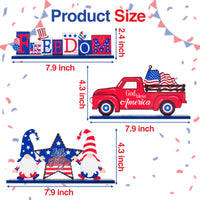 Haooryx 3Pcs Patriotic Wooden Centerpieces Table Decoration, 4th of July Independence Day Table Topper Signs God Bless America Wood Craft Center Piece Decor for Patriotic Party Memorial Day Home Decor