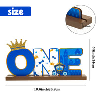 Haooryx Prince ONE Letter Sign Table Wooden Centerpiece for Baby Boy Royal Prince First Birthday Party Decorations, Shining Crown One Year Old Toddler Boy 1st Birthday Baby Shower Decor Supplies