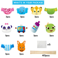 Haooryx 30Pcs Word Party Centerpieces Stick Table Toppers, Word Party Birthday Party Table Decorations Favor Double Sided Cake Topper Photo Booth Props for Kids Theme Party Supplies Baby Shower Decor