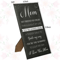 Haooryx Mom Hangable Canvas Poem Gifts, I Love You Mom Canvas Wall Art Gift for Mother from Son Daughter Mother's Day Birthday Gift Thanksgiving Day Christmas Present Home Bedroom Living Room Decor