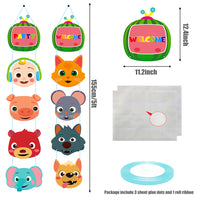 Haooryx JJ Melon Action Sign Cutouts Party Banner Decorations Supplies Door Porch Sign for Kids Super Baby JoJo Theme Birthday Parties Baby Shower Wall Decor Welcome Hanger Sign 10 counts