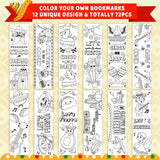 Haooryx 75Pcs Fiesta Color Your Own Bookmarks, Mexican Party Cino de Mayo Theme Kids DIY Coloring Blank Bookmarks, Teachers Students Classroom Rewards Supplies Party Game Prize Goodie Bag Fillers