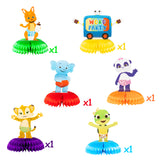 HAOORYX 6Pcs Word Party Honeycomb Centerpieces, 3D Table Decorations Honeycomb Balls for Kids Word Party Theme Birthday Party Supplies Double Sided Cake Topper Photo Booth Props Party Favors