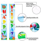 Haooryx Cocomelon Happy Birthday Porch Sign Theme Party Signs Banner Decoration, Indoor Outdoor Yard Hanging Welcome Sign Wall Decor Photo Booth Prop for Kids Birthday Party Baby Shower Favor Supplies