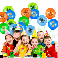 HAOORYX 50Pcs Wild Creature Party Decoration Latex Balloons Kit with 2 Rolls Ribbon, Chris and Martin 12 Inches Latex Printed Balloon for kids Theme birthday Parties, Baby Shower Decor Favor Supplies