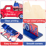 Haooryx 3Pcs Patriotic Wooden Centerpieces Table Decoration, 4th of July Independence Day Table Topper Signs God Bless America Wood Craft Center Piece Decor for Patriotic Party Memorial Day Home Decor