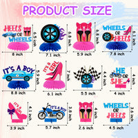 Haooryx 12Pcs Wheels or Heels Gender Reveal Party Honeycomb Centerpieces, He or She Gender Reveal Party Table Topper Decorations for Newborn Baby Gender Reveal Baby Shower Party Decor Supplies
