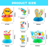 Haooryx 12Pcs Summer Pool Honeycomb Centerpiece Decoration, Beach Ball Table Toppers Splish Splash Summer Water Party Decorations for Kids Tropical Birthday Party Baby Shower Decor Favor Supplies