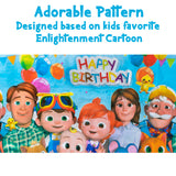 Haooryx 4Pcs JJ Melon Table Cover Party Decoration Supplies Disposable Plastic Tablecloths Cute Cartoon Tablecovers for Kids Super Baby JoJo Themed Birthday Party and Baby Shower Decoration Favors