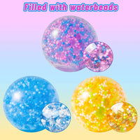 Haooryx 3Pcs Stress Balls for Kids Fidget Toys Colorful Water Bead Filled Sensory Ball Novelty Squeeze Toys for Autism, Anxiety, Ideal Pressure Relief Gifts for Adult Wrist Rehab Therapy Hand Ball