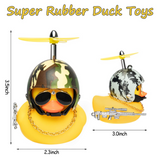 Haooryx 3 Pack Camouflage Rubber Duck Toys Car Ornaments Helmet Yellow Duck Car Dashboard Decoration Set, Camouflage Series Trim Suit Cool Ducks With Propellers Glasses Gold Chain for Kids Adults Gift
