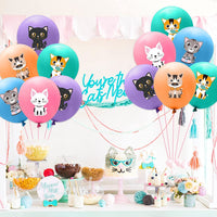 Haooryx 52Pcs Cat Balloon Birthday Decorations Including 5 Styles Cute Cartoon Kitten Print Latex Balloons Bouquets Adoption Pet Animal Party Favors Decor Supplies Photo Prop for Kids Boys Baby Shower
