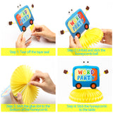 HAOORYX 6Pcs Word Party Honeycomb Centerpieces, 3D Table Decorations Honeycomb Balls for Kids Word Party Theme Birthday Party Supplies Double Sided Cake Topper Photo Booth Props Party Favors