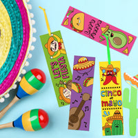Haooryx 75Pcs Fiesta Color Your Own Bookmarks, Mexican Party Cino de Mayo Theme Kids DIY Coloring Blank Bookmarks, Teachers Students Classroom Rewards Supplies Party Game Prize Goodie Bag Fillers