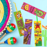 Haooryx 75Pcs Fiesta Color Your Own Bookmarks, Mexican Party Cino de Mayo Theme Kids DIY Coloring Blank Bookmarks, Teachers Students Classroom Rewards Supplies Party Game Prize Goodie Bag Fillers