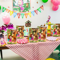 HAOORYX Masha and The Bear Party Plastic Bags, 50pcs Party Gift Bag Goodies Candy Treat Bag for Kids Masha and Bear Theme Birthday Party Supplies Children Rewards Baby Shower Decoration Pack