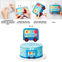 Haooryx 48Pcs Word Party 1st Birthday Party Favor Kit, Happy Birthday Cake Cupcake Toppers Set Cartoon Latex Balloons Gold Foil Balloon for One Year Old Baby Shower First Birthday Theme Party Decor