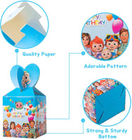 HAOORYX 18 Pack Cocomelon Party Favor Boxes- Paper Candy Treat Box Party Supplies, Cute Chocolate Cookie Snack Container for Baby Shower Goodie Bag Cocomelon Theme Birthday Parties Return Gift Package