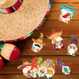 Haooryx 31Pcs Cinco De Mayo Summer Fiesta Gnome Wooden Ornaments Hanging Decoration Wood Gnome Elf Pendants Tags for Mexican Carnivals Fiesta Taco Bout a Party Favors Farmhouse Decor Supplies