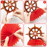 Haooryx 12Pcs Pirate Honeycomb Centerpieces, Table Decorations Honeycomb Balls for Kids Boys Birthday Party Supplies Favour Nautical Theme Party Decoration Favors Baby Shower Decor Photo Booth Props