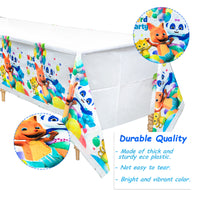 Haooryx 4Pcs Word Party Table Cover Birthday Party Supplies, Disposable Tablecloths Plastic Tablecover for Kids Word Party Themed Birthday Party Baby Shower Decoration Favors, Rectangle 70.9×42.5 inch