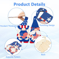 Haooryx 46PCS Patriotic Gnome Wood Hanging Ornaments 4th of July Leprechaun Gnome Elf Wooden Tags Pendants with Rope for American Independence Memorial Day Home Tree Party Decorations