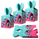 HAOORYX 18 Pack Trolls Candy Gift Boxes Party Favor Supplies, Paper Treat Box Chocolate Cookie Snack Containers Goodie Bag for Baby Shower, Trolls Theme Birthday Party Return Gift Package