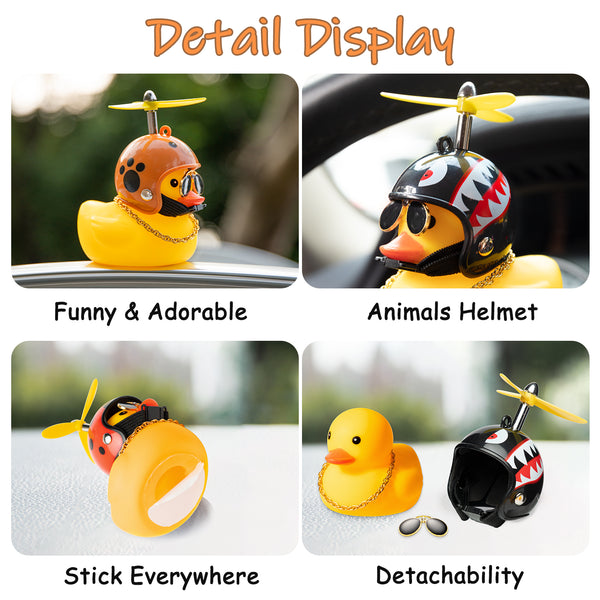 Rubber Duck Toy Car Ornaments Yellow Duck Car Dashboard Decorations Cool  Glasses Duck with Propeller Helmet