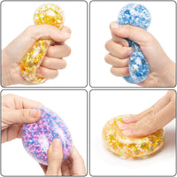Haooryx 3Pcs Stress Balls for Kids Fidget Toys Colorful Water Bead Filled Sensory Ball Novelty Squeeze Toys for Autism, Anxiety, Ideal Pressure Relief Gifts for Adult Wrist Rehab Therapy Hand Ball