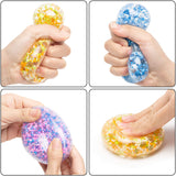 Haooryx 3Pcs Stress Balls for Kids Fidget Toys Colorful Water Bead Filled Sensory Ball Novelty Squeeze Toys for Autism, Anxiety, Ideal Pressure Relief Gifts for Adult Wrist Rehab Therapy Hand Ball