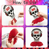 Haooryx 12PCS Rock and Roll Music Honeycomb Centerpieces, 3D Born to Rock Table Topper Decorations For Kids Boys Birthday Party Supplies 1950's Music Note Theme Back to 50s 60s Parties Decor