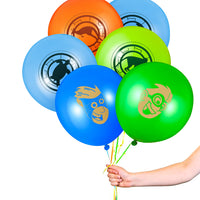 HAOORYX 50Pcs Wild Creature Party Decoration Latex Balloons Kit with 2 Rolls Ribbon, Chris and Martin 12 Inches Latex Printed Balloon for kids Theme birthday Parties, Baby Shower Decor Favor Supplies