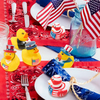 Haooryx 20Pcs Patriotic Rubber Duckies Toys, Novelty Funny Squeeze Ducks Fourth of July Party Supplies Red Blue White Bathtub Duck Toys Baby Shower Float Ducky Independence Day Gift Classroom Reward