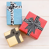 Haooryx 6 Rolls Farmhouse Wired Edge Ribbons Faux Burlap Cow Spot Jute Ribbon Black White Stripe Wave Point Linen Sackcloth Crafts for Wreath Floral Bouquet Wrapping Home Decor 2.5" x 30 Yards