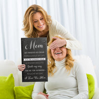 Haooryx Mom Hangable Canvas Poem Gifts, I Love You Mom Canvas Wall Art Gift for Mother from Son Daughter Mother's Day Birthday Gift Thanksgiving Day Christmas Present Home Bedroom Living Room Decor