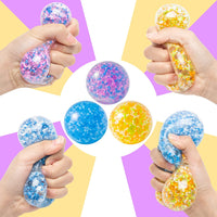 Haooryx 3Pcs Stress Balls for Kids Fidget Toys Colorful Water Bead Filled Sensory Ball Novelty Squeeze Toys for Autism, Anxiety, Ideal Pressure Relief Gifts for Adult Wrist Rehab Therapy Hand Ball