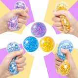 Haooryx 3Pcs Stress Balls for Kids Fidget Toys Colorful Water Bead Filled Sensory Ball Novelty Squeeze Toys for Autism, Anxiety, Ideal Pressure Relief Gifts for Adult Wrist Rehab Therapy Hand Ball