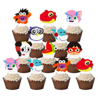Haooryx 49Pcs Ryan Happy Birthday Cake Cupcake Toppers Decorations Supplies Ryans Theme Birthday Cake Dessert Decor Party Favor for Kids Baby Shower, 1 Big Cake Toppers + 48 Paper Cupcake Toppers