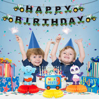 HAOORYX 6Pcs Word Party Honeycomb Centerpieces, 3D Table Decorations Honeycomb Balls for Kids Word Party Theme Birthday Party Supplies Double Sided Cake Topper Photo Booth Props Party Favors