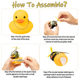Haooryx 3 Pack Camouflage Rubber Duck Toys Car Ornaments Helmet Yellow Duck Car Dashboard Decoration Set, Camouflage Series Trim Suit Cool Ducks With Propellers Glasses Gold Chain for Kids Adults Gift