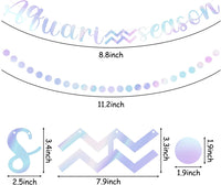Haooryx 2PCS Aquarius Season Foil Banner Silver Circle Dot Hanging Banners Decoration January February Horoscope Astrology Bday Zodiac Birthday Party Iridescent Bunting Letter Banner Photo Props Decor