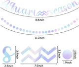 Haooryx 2PCS Aquarius Season Foil Banner Silver Circle Dot Hanging Banners Decoration January February Horoscope Astrology Bday Zodiac Birthday Party Iridescent Bunting Letter Banner Photo Props Decor