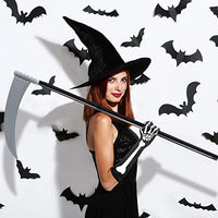 Haooryx Halloween Grim Reaper Costume Accessories Set- Grim Reaper Plastic Scythe, Ghost Face mask and Skeleton Long Gloves Scary Death Cosplay Suit for Halloween Costume Party Photo Booth Props