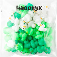 Haooryx 60PCS St Patrick Day Rubber Duckies 1.6Inch Mini Irish St. Patrick's Day Party Duck Decoration Shamrock Holiday Squeak Ducky Bath Toy Kid Birthday Baby Shower Party Favor Classroom Gift Supply